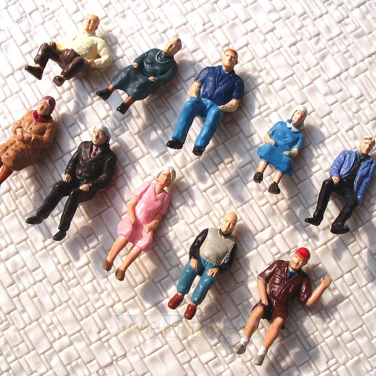 10 pcs Sitting Passengers Seated Figures O scale 1:48 Painted People 10 poses